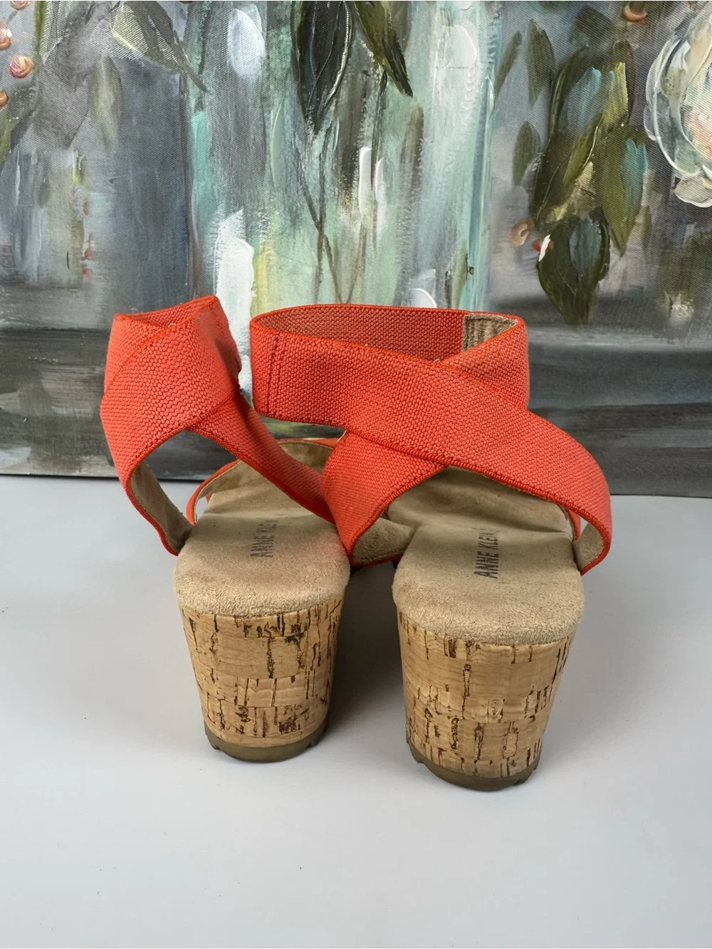 Anne Klein iFlex Orange Cork Wedge Sandals